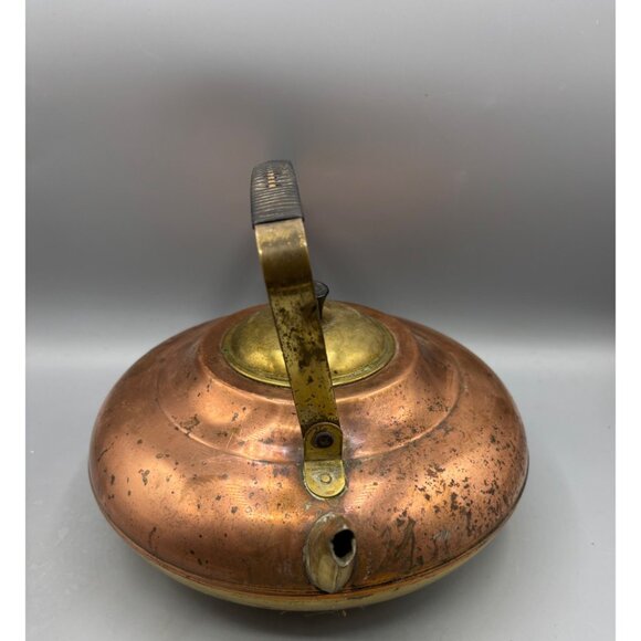 Vtg 70s Copper Brass‎ Teapot Tea Kettle Black Handle Decor - Picture 2 of 8